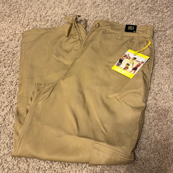 NWT 151 One Five One Khaki Cargo Pants Sz Medium  Tie Ankles 100% Lyocell - Picture 1 of 7